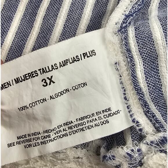 Vintage American chambray cold shoulder lace yolk 3X plus blouse relaxed EUC - Picture 6 of 8